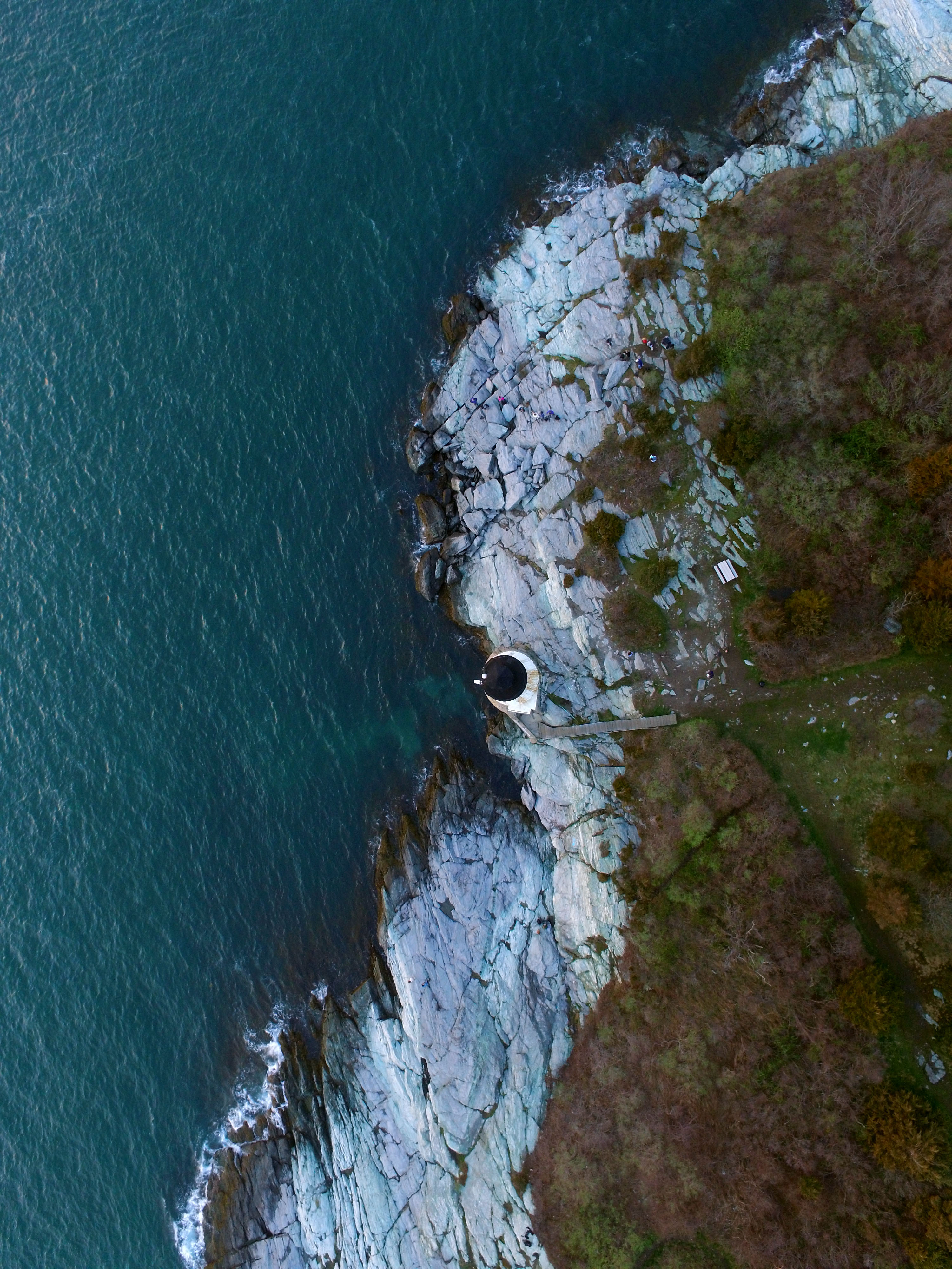 view of a lighthouse from directly above
