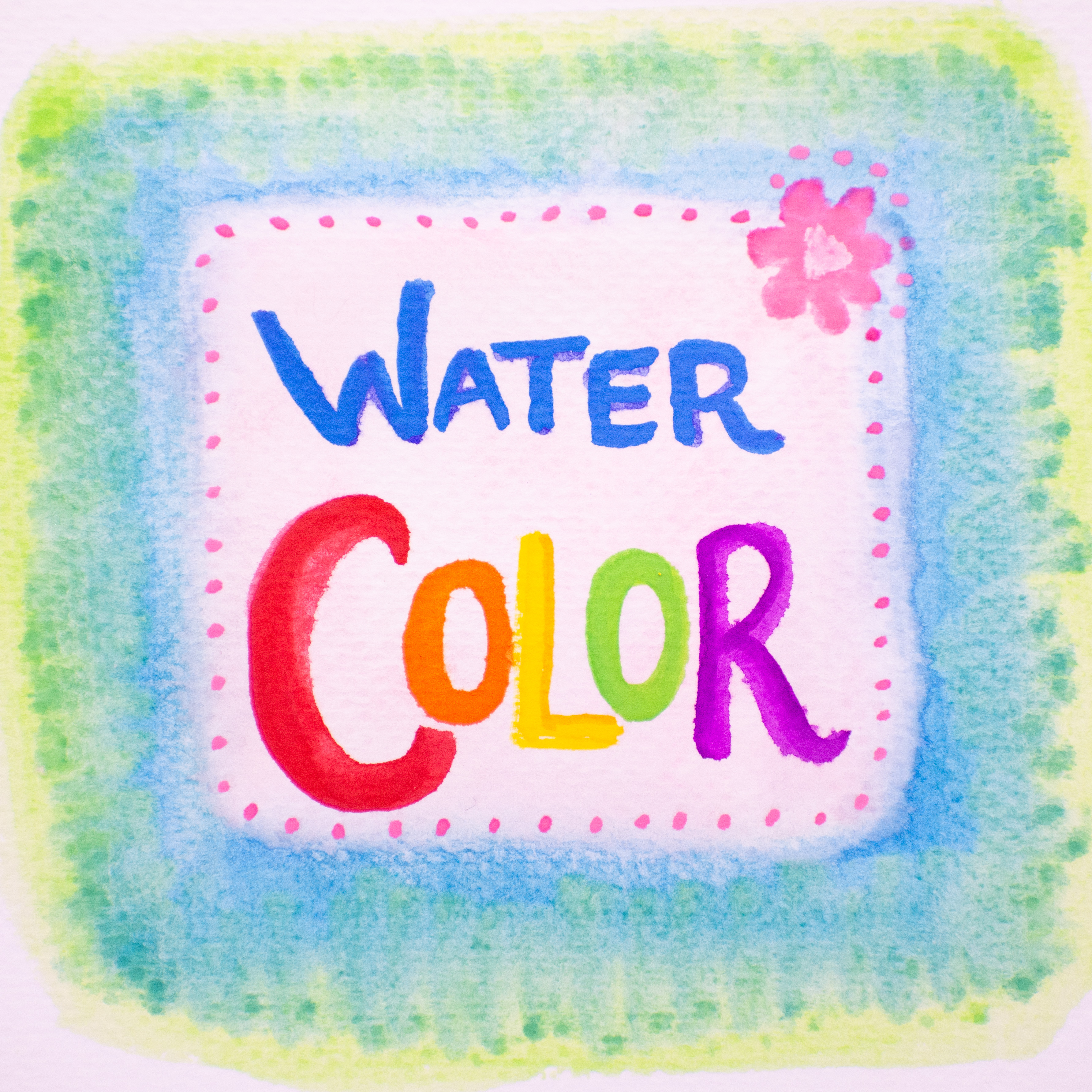 the word watercolor painted