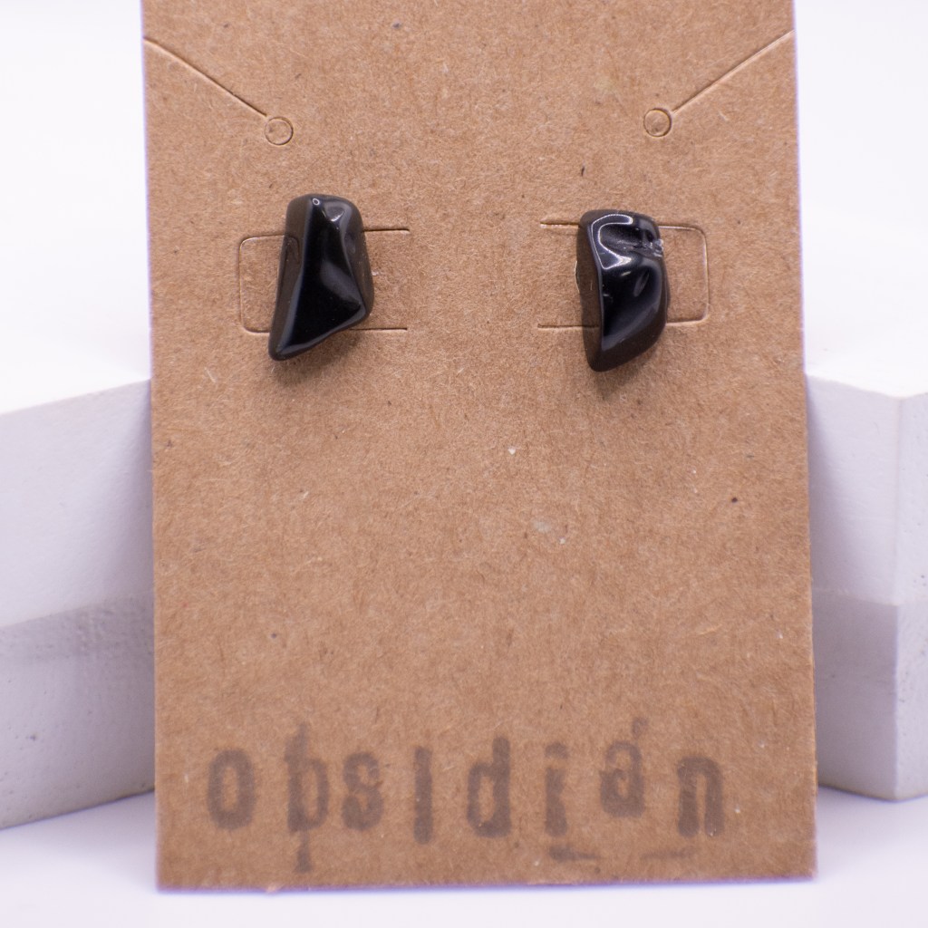 black obsidian stud earrings