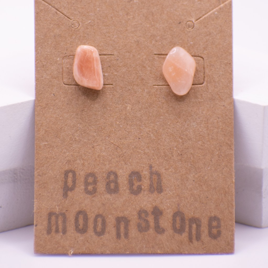 peach moonstone stud earrings