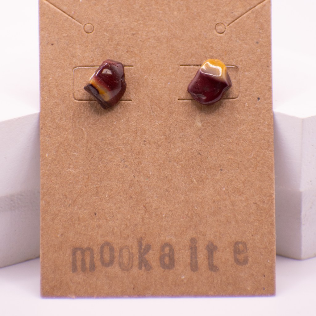 dark red mookaite jasper stud earrings