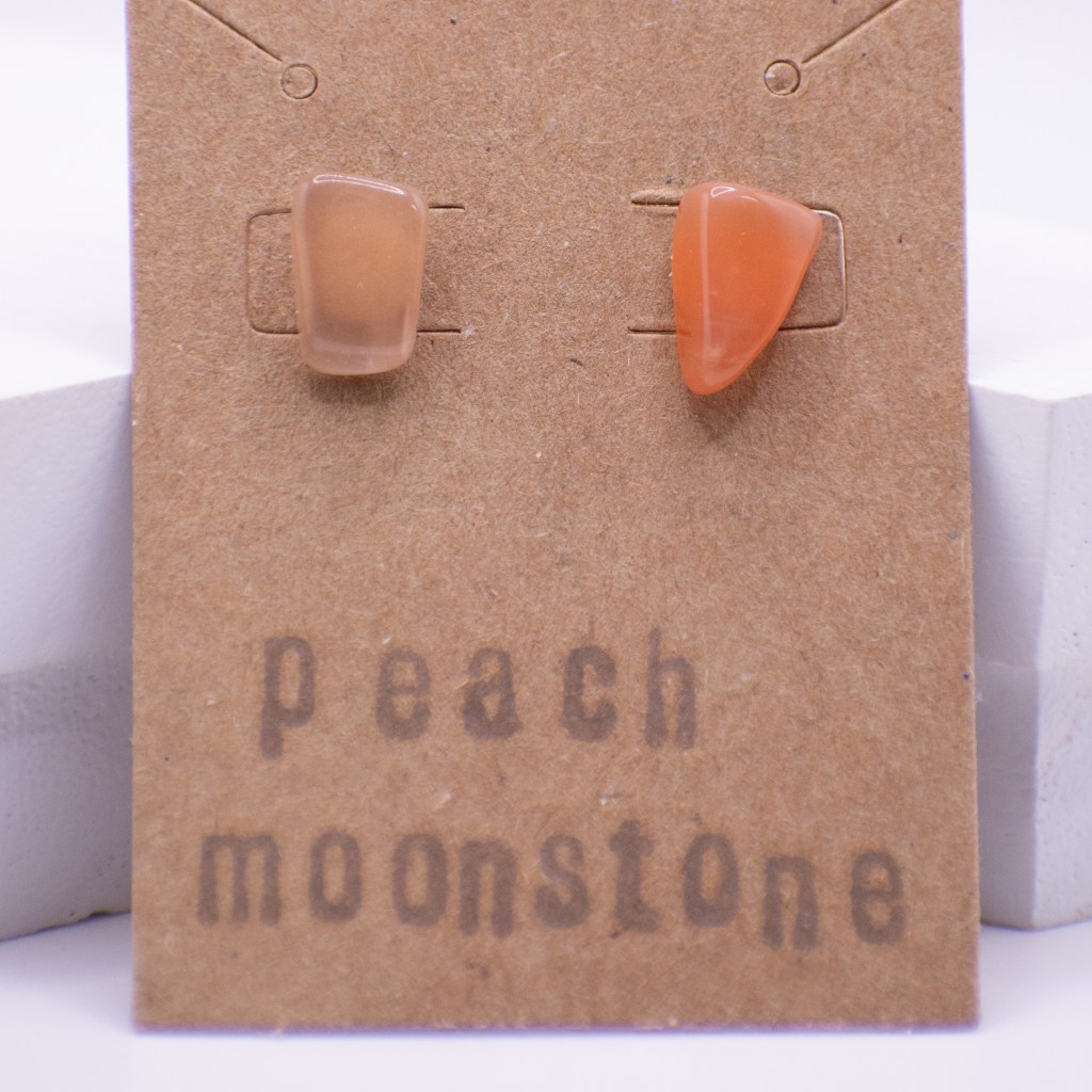 peach moonstone stud earrings