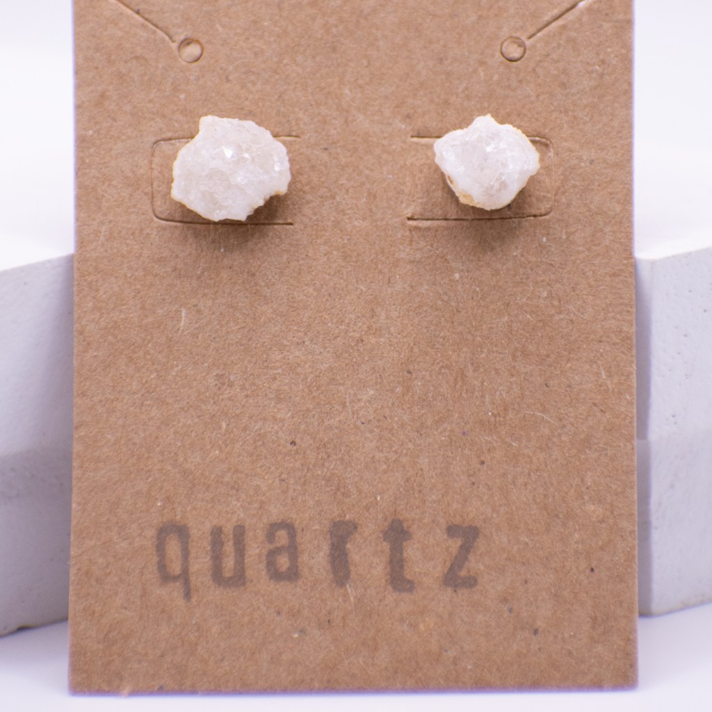 raw white quartz stud earrings