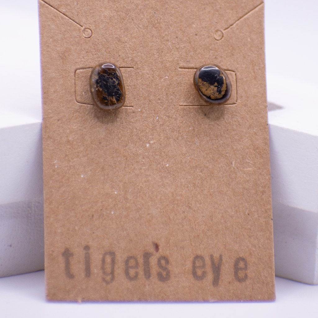 dark colored tiger's eye stud earrings