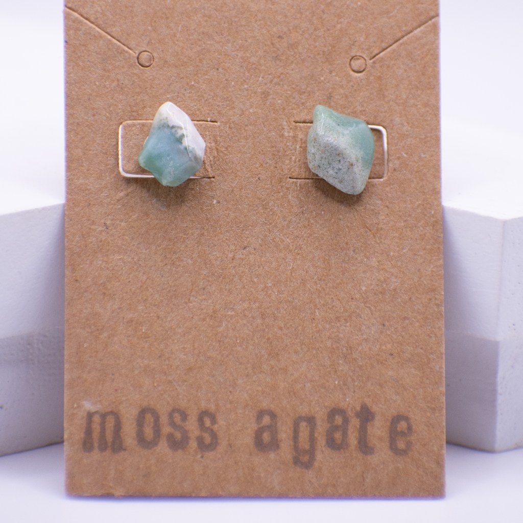 pastel color moss agate stud earrings