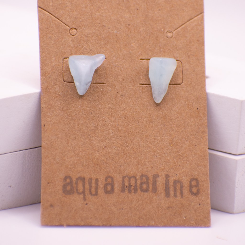 triangle shaped aquamarine stud earrings
