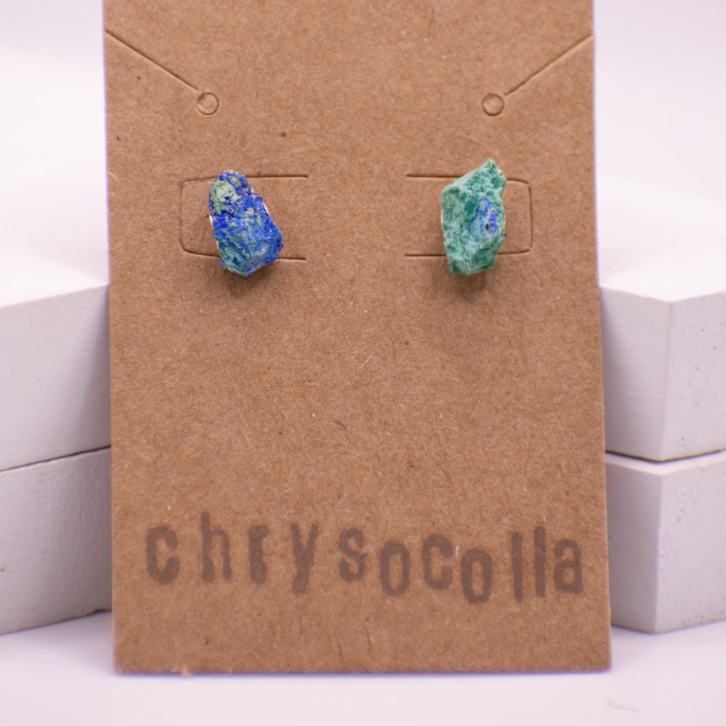 raw "earth" chrysocolla stud earrings