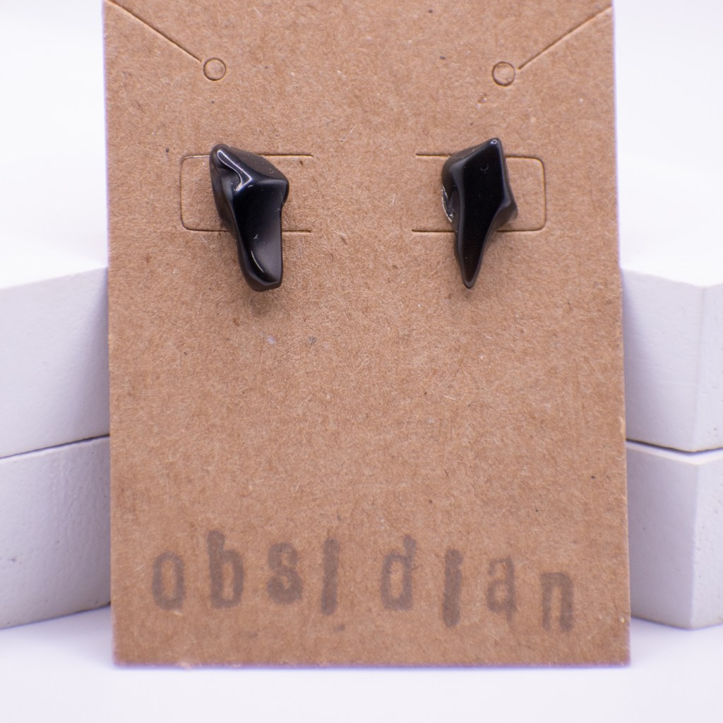 black obsidian stud earrings