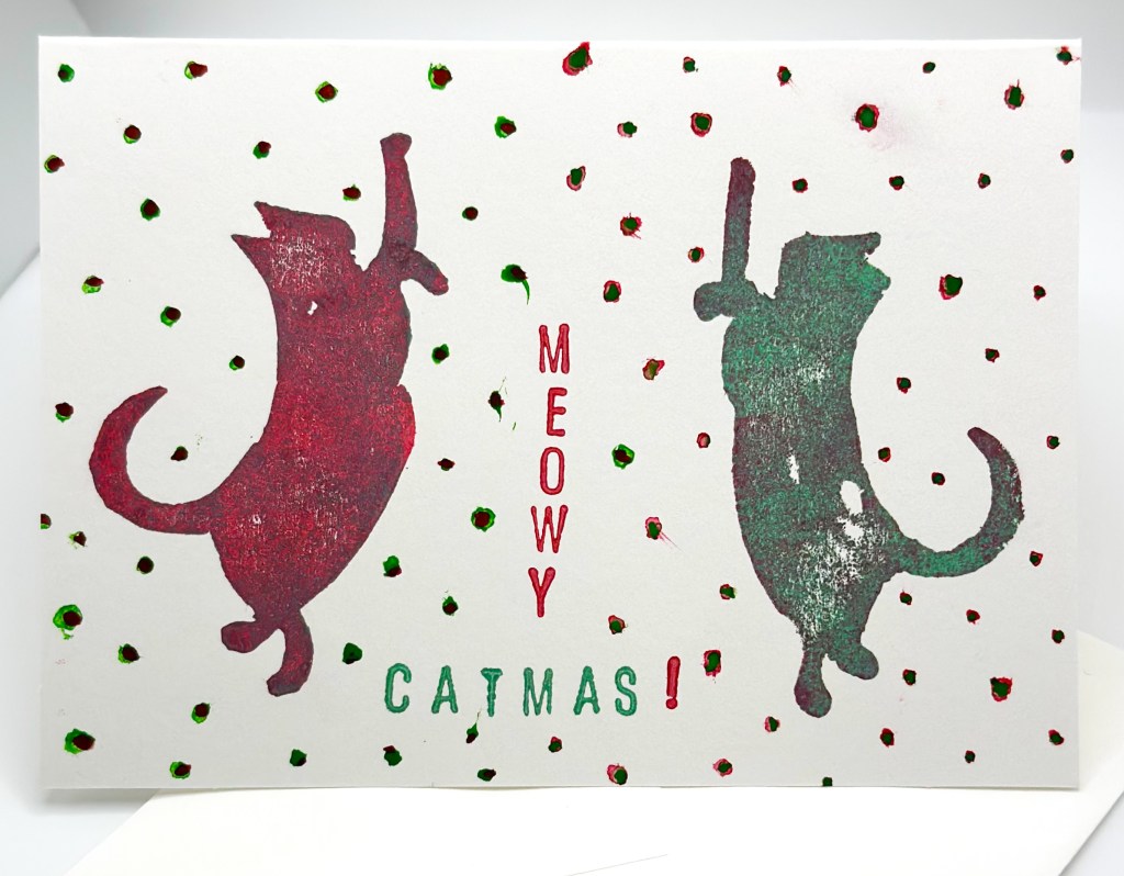 "Meowy Christmas" Greeting Card with cats